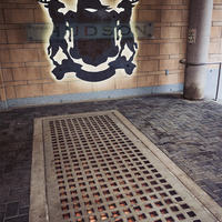 grating and backlit sign